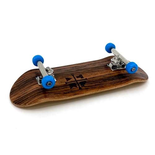 Teak Tuning 34mm Pro Fingerboard Complete Fully Assembled with Pro Level Components Pro Shaped Wooden Deck 34x97mm UltraSpin Bearing Wheels Prodigy Gen2 Trucks Blue Suede Shoes - Image 5