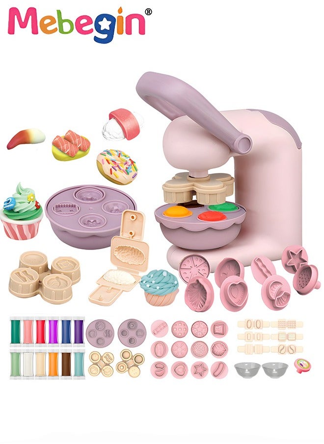 MEBEGIN - DIY Playdough Set, Multi-colored Burger Making Set with 25 PCS Accessories and 12 Colors of Daugh, Fun Non-toxic Clay Modelling Kit, Creative Cook Set for Kids, Ideal Children's Gift, 13*7.5*16cm - Image 1