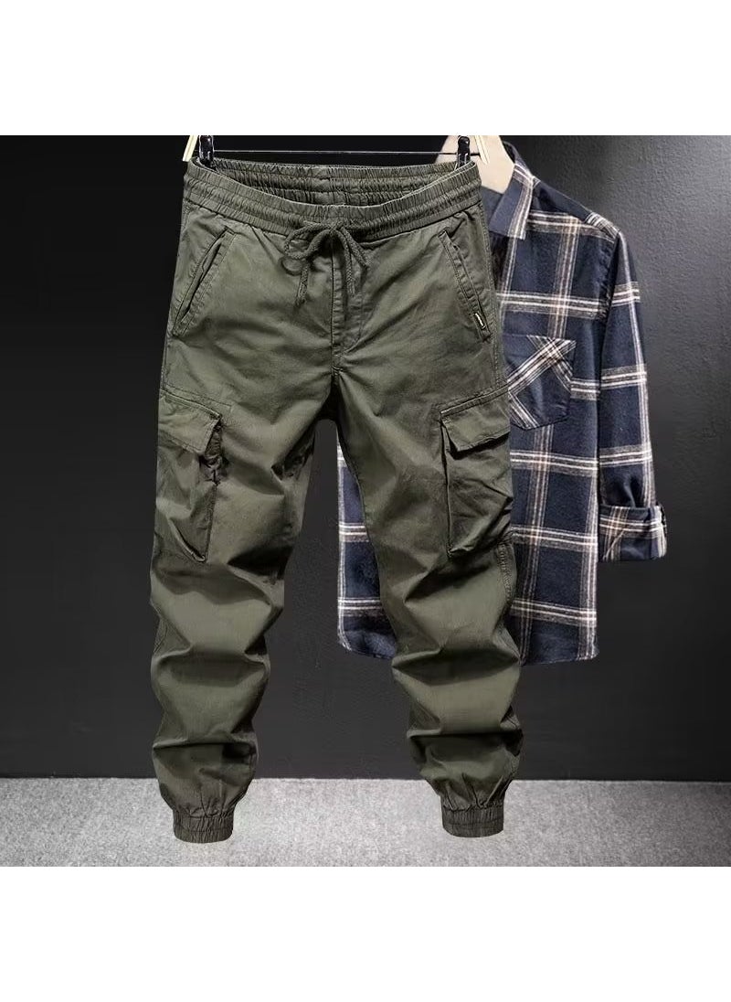 Generic - Plus Size Cargo Pants Men Casual Drawstring Cool Brand Green - Image 1