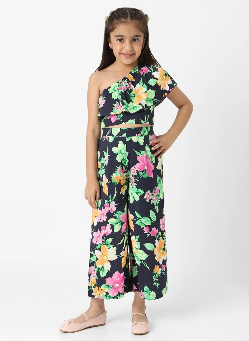 Nautinati Girls' Combo Set of Asymmetrical Top and Bottoms