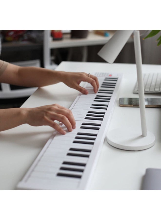 61-Key Foldable Electronic Piano Multifunctional Electronic Piano Keyboard with LED Display Built-in Rechargeable Battery Portable Musical Instrument Digital Piano with Carrying Bag