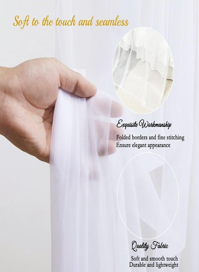 Akiky Canopy Bed Curtains with Light Princess Bed Canopy Scarf for Full/Queen Metal Bed Frame,Wood Frame Bed-2 Panel Sheer Curtain(Full/Queen,White) - Image 3