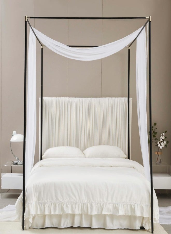 Akiky Canopy Bed Curtains with Light Princess Bed Canopy Scarf for Full/Queen Metal Bed Frame,Wood Frame Bed-2 Panel Sheer Curtain(Full/Queen,White) - Image 4