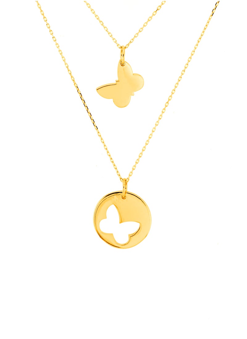 AAZ Jewellery L.L.C - Two Band Butterfly 18K Gold Necklace - Image 1