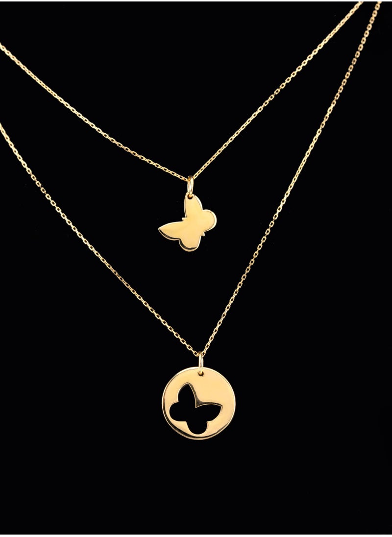 AAZ Jewellery L.L.C - Two Band Butterfly 18K Gold Necklace - Image 1