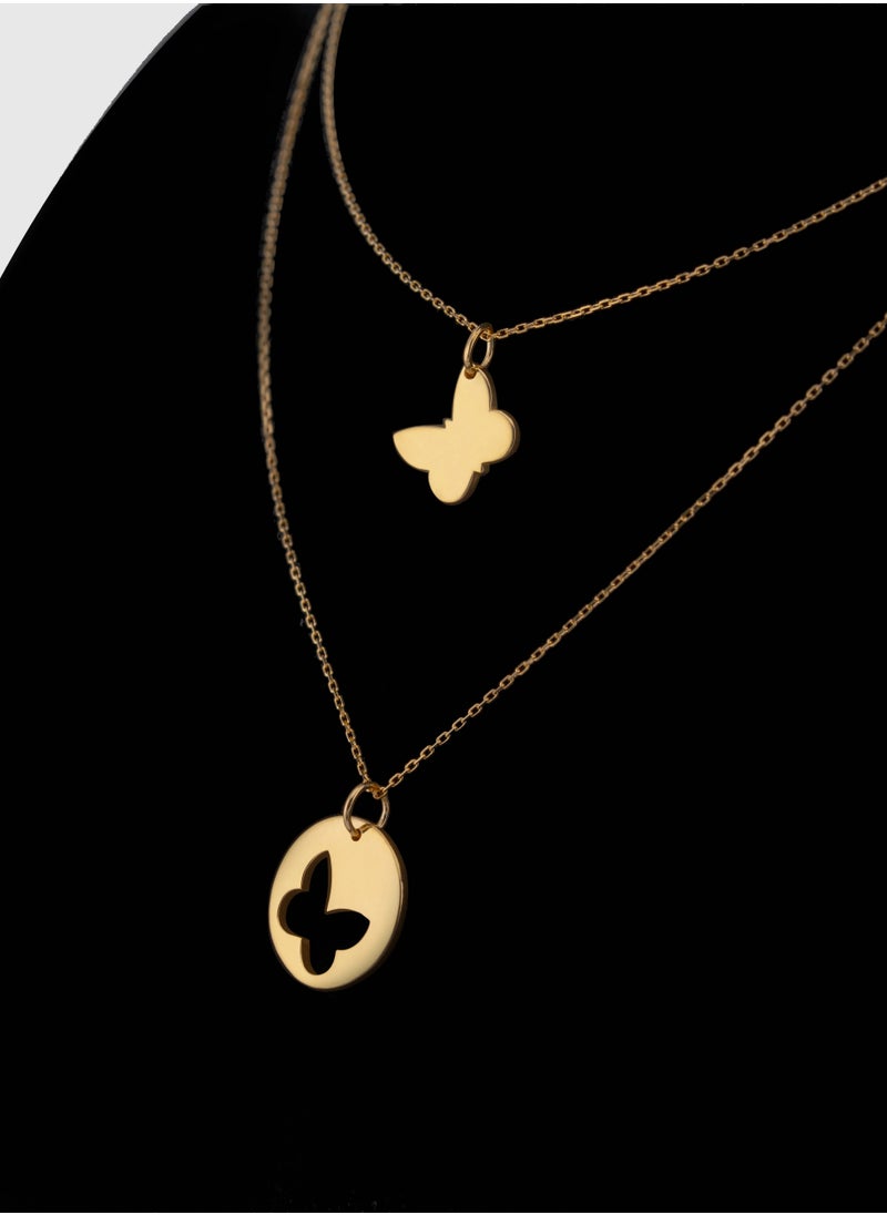 AAZ Jewellery L.L.C - Two Band Butterfly 18K Gold Necklace - Image 1