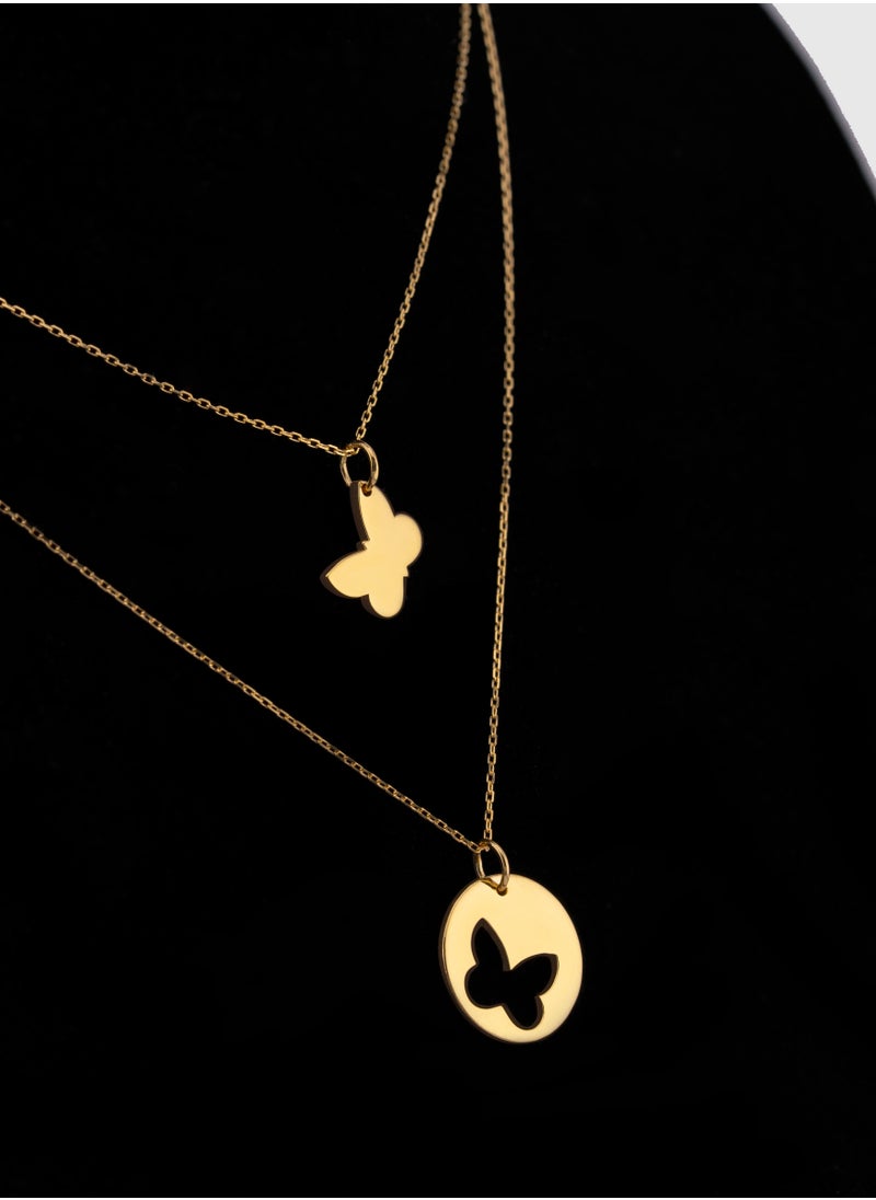 AAZ Jewellery L.L.C - Two Band Butterfly 18K Gold Necklace - Image 1