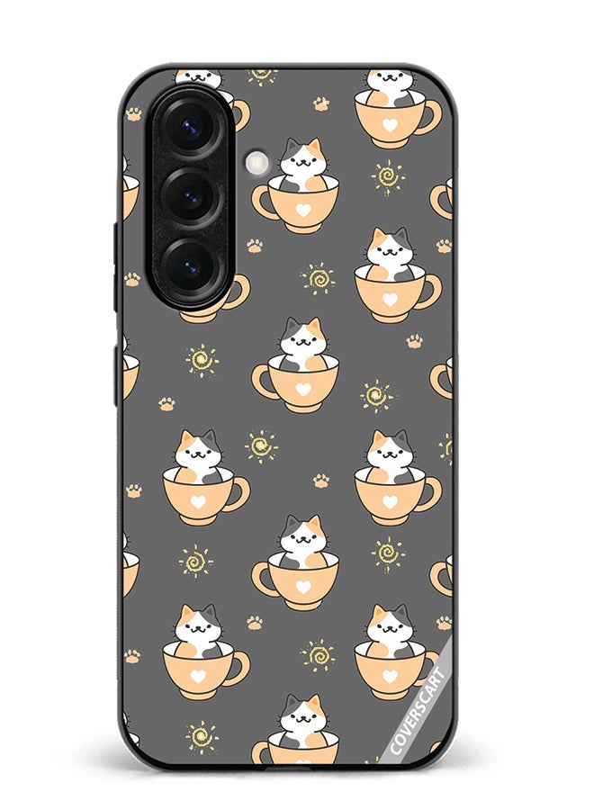 VR CREATIVE Protective Case Cover For Samsung Galaxy S25 Plus Cat In A Cup Design Multicolour