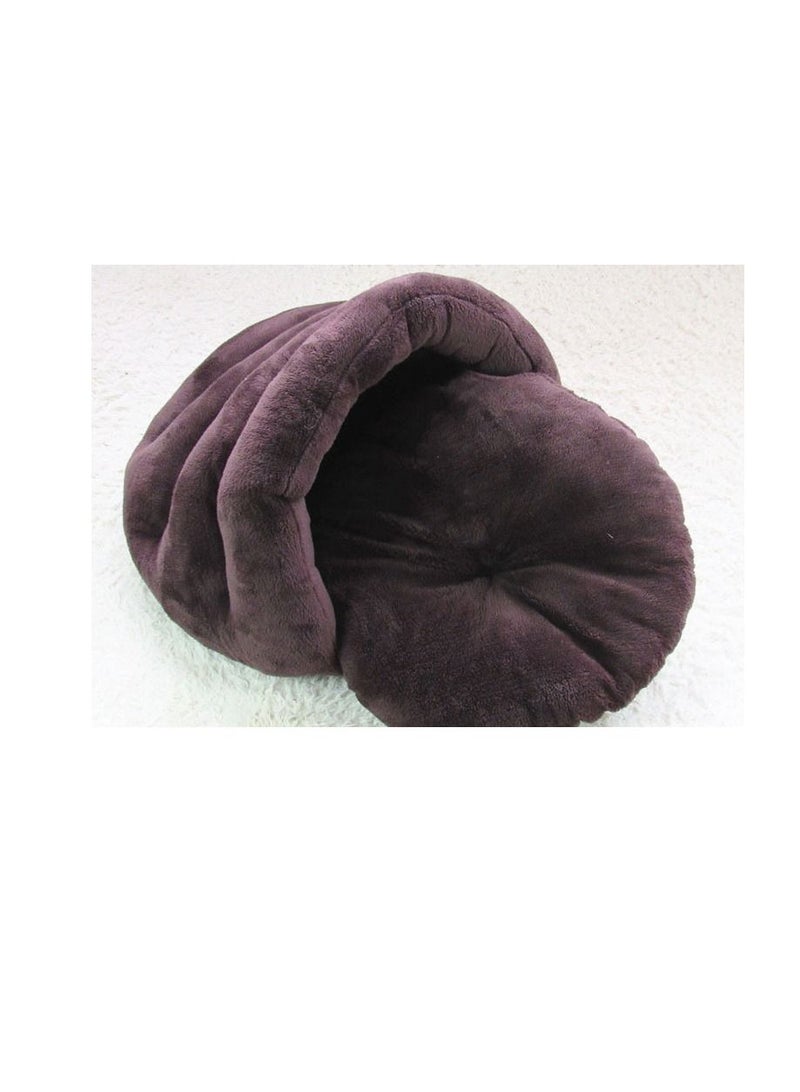 SOFT HOODED WARM HOUSE FOR DOGS – 50*45*-35 CM – SMALL – BROWN - Image 2