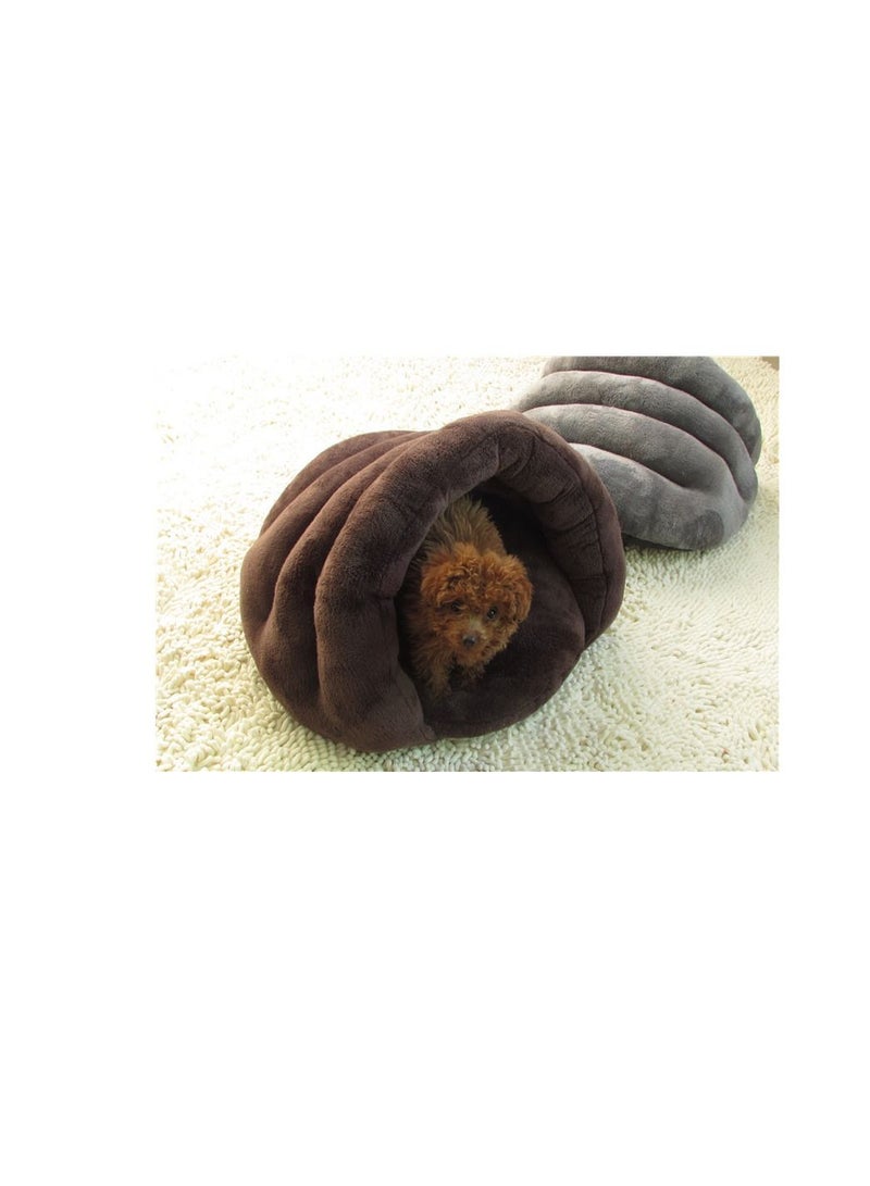 SOFT HOODED WARM HOUSE FOR DOGS – 50*45*-35 CM – SMALL – BROWN - Image 3