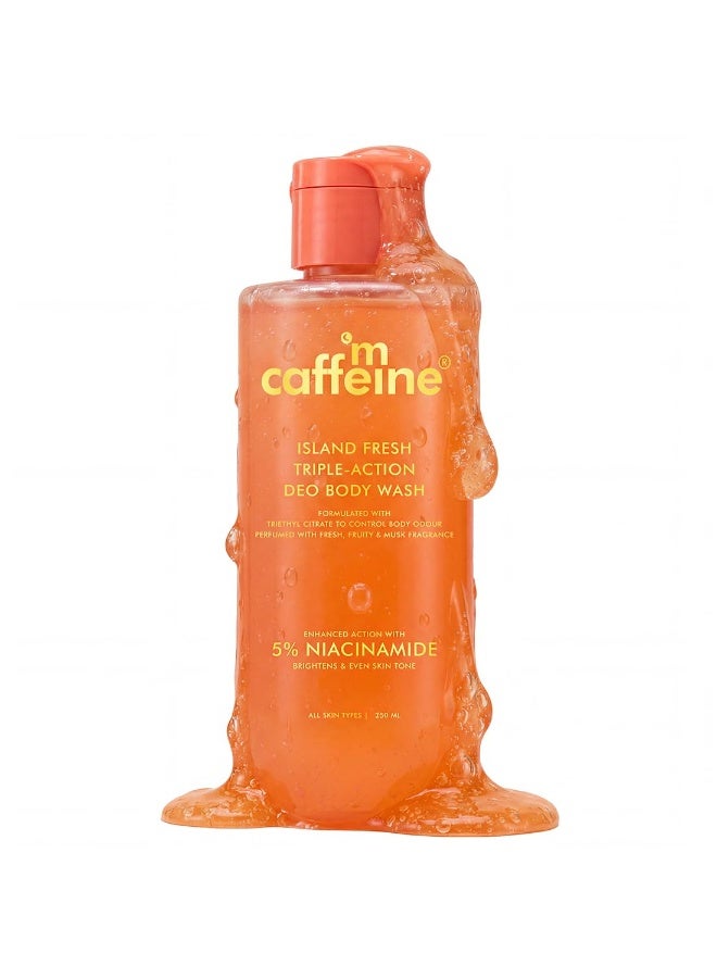mCaffeine 5% Niacinamide, 3-in-1 Perfume Body Wash - Odour Control, & Long Lasting Musky Fragrance | Brightens & Even Tones Skin | For Men & Women (250 ml) - Image 1