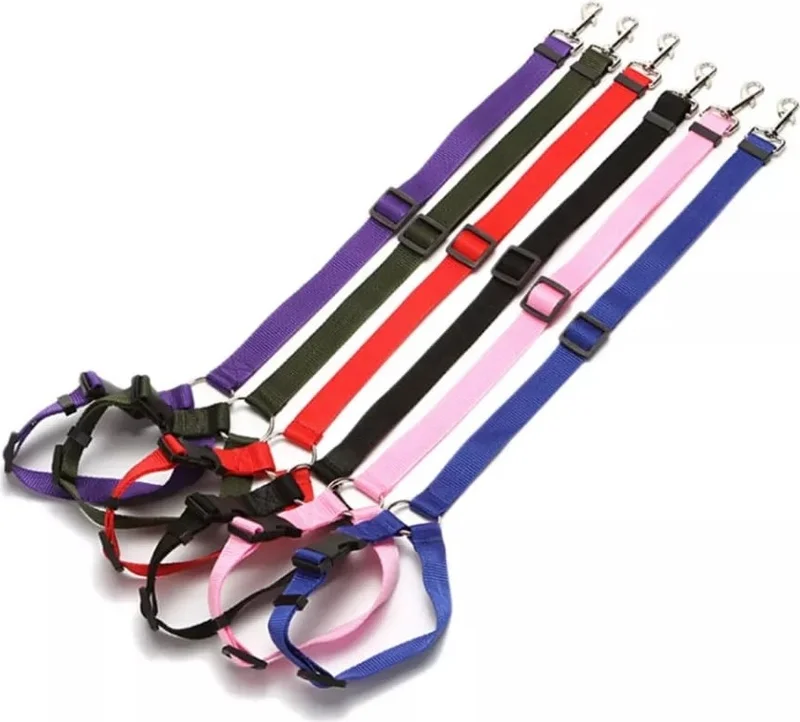 Tineke Dog Seat Belt Travel Collar Compatible with All Car Headrests Car Travel Belt