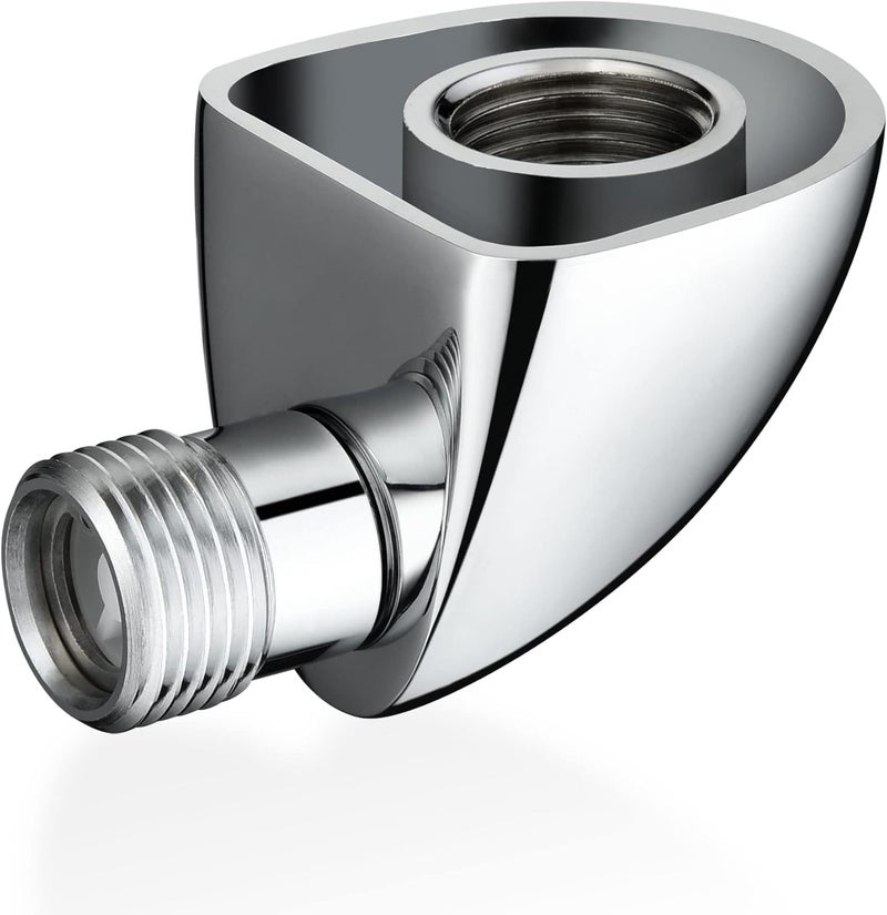 Lavatrum 100% Brass Wall-Mount Supply Wall Elbow with Check Valve, 1/2" Shower Hose Adapter, Polished Chrome - Image 2