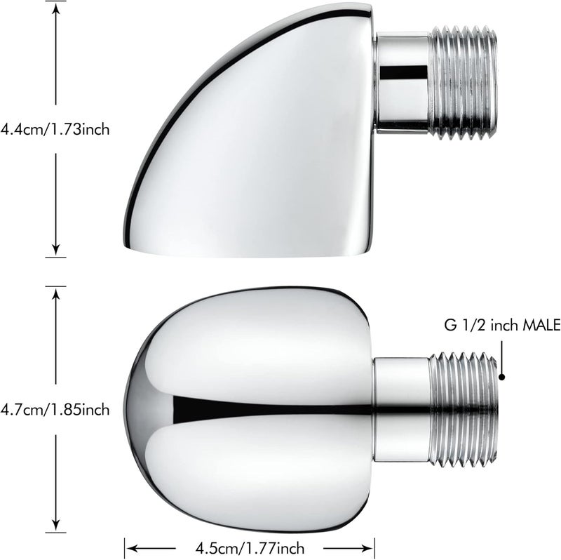 Lavatrum 100% Brass Wall-Mount Supply Wall Elbow with Check Valve, 1/2" Shower Hose Adapter, Polished Chrome - Image 4