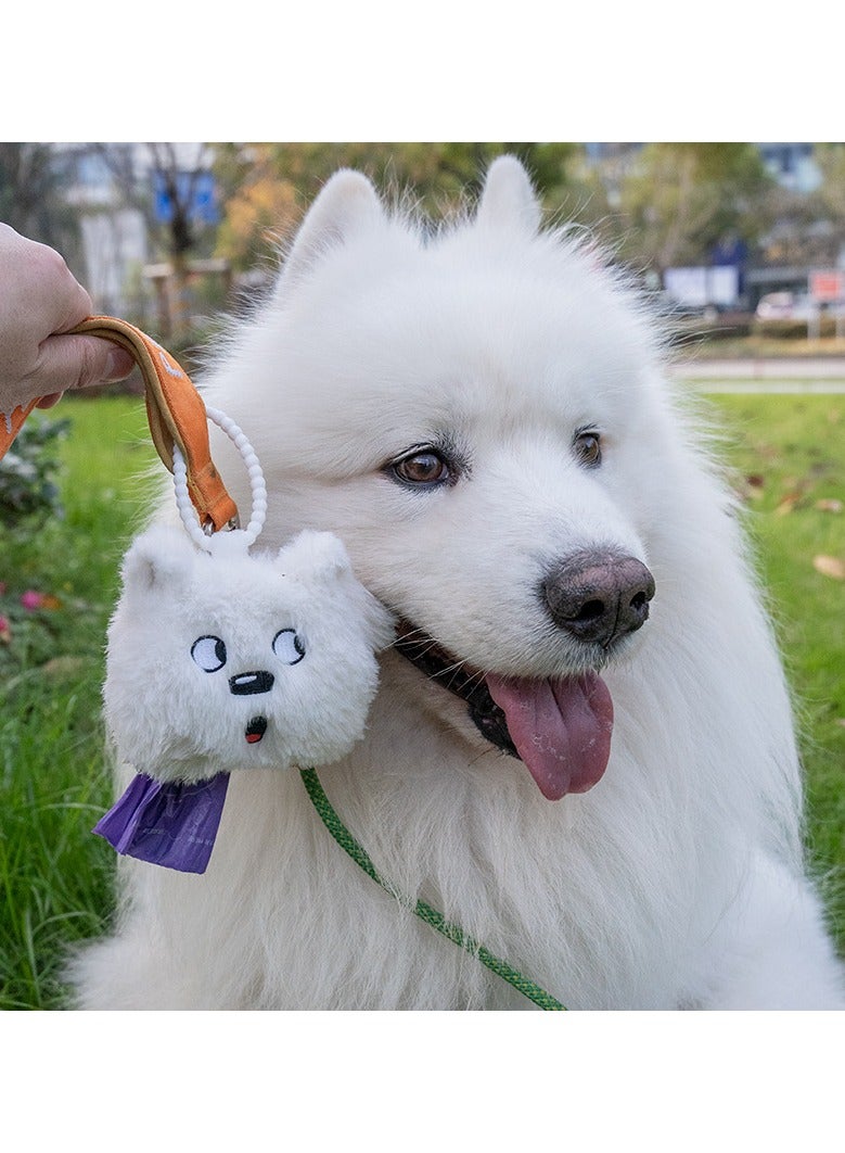 general Cute Plush Samoyed Dog Picking Up Poop Bag to Store Pet Supplies  - Image 1