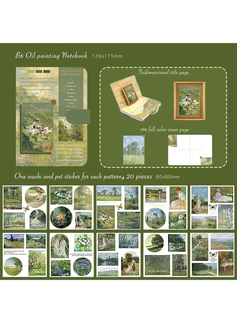 Ciara Vintage Oil Painting Series Handbook Gift Box, Student High Beauty Creative Handbook Set, Festival Inspirational Reward Gift - Image 2