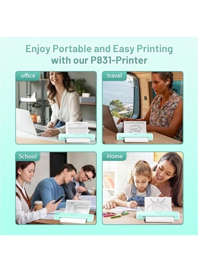 phomemo - Portable Printers Wireless for Travel, P831 Bluetooth Thermal Transfer Printer Support US Letter/A4/A5/B5 Copy Paper, 300 DPI Mobile Inkless Printer for iOS, Android & Laptop - Image 1