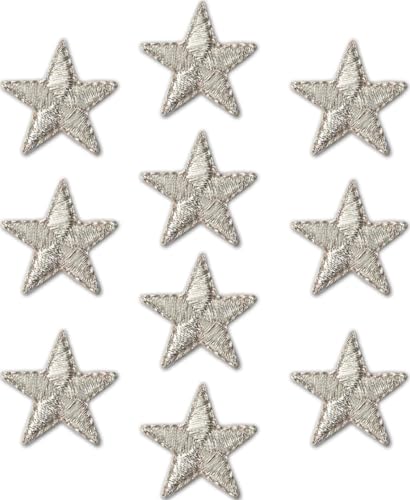 Laughing Lizards Iron On Star Patches Embroidered Patch Applique Embellishments for Clothing Jackets Backpacks and Decorations Silver 1