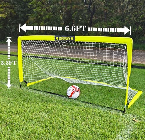 LOMGWAYS Soccer Goal for Backyard 66X33FT Portable Soccer Net with Size 5 Soccer BallPumpGround StakesCarrying Bag Perfect for BackyardCourtFieldEasy SetupGreat for All Levels and Ages - Image 3