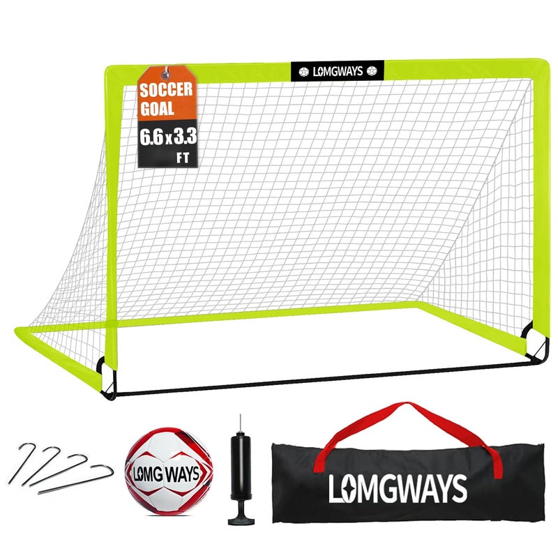 LOMGWAYS Soccer Goal for Backyard 66X33FT Portable Soccer Net with Size 5 Soccer BallPumpGround StakesCarrying Bag Perfect for BackyardCourtFieldEasy SetupGreat for All Levels and Ages - Image 2