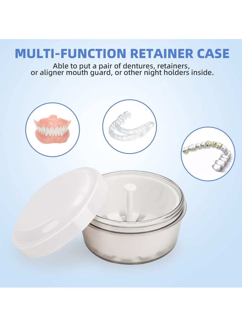 SYOSI Leak Proof Denture Case, Retainer Case Orthodontic Denture Cup with Strainer, for Dentures, Partial Dentures, Traditional Braces, Etc, Portable Retainer Cleaner Case for Household  - Image 4