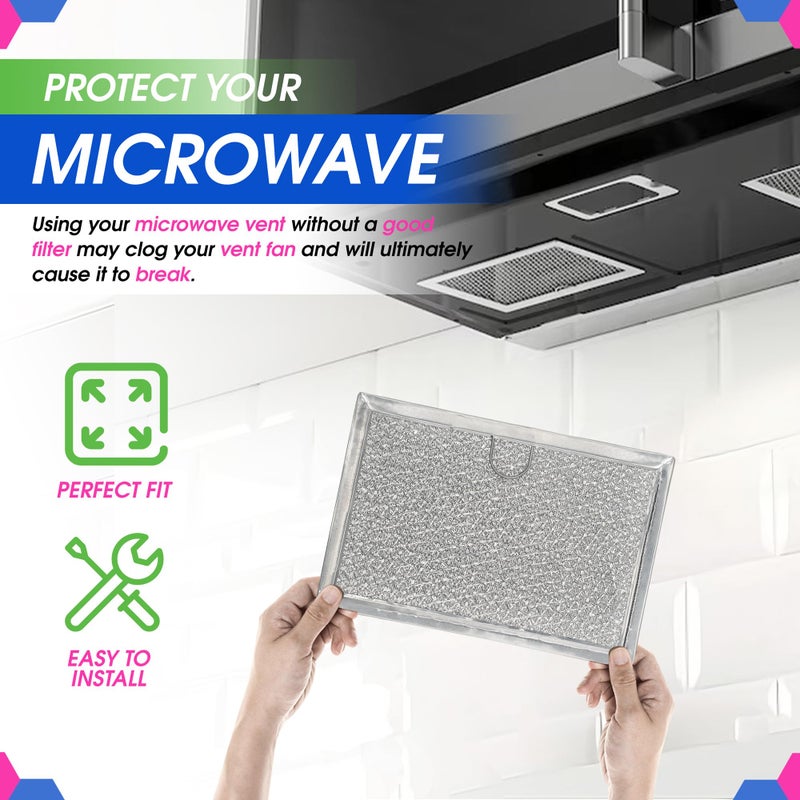 Bagean Microwave Filter Replacement 5.12â€ x 7.64â€ Fits Frigidaire 5304464105 WB06X10608 GE Microwave Filter - Aluminum Mesh Screen Grease Filter - Filters Air Entering Over the Range Oven Vent Fan (2-Pack) - Image 5
