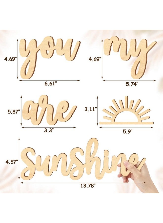 Xylolfsty You Are My Sunshine Wall Decor Boho Nursery Wall Art 5 Pieces Neutral Wooden Decoration for Boys and Girls Bedrooms Hang On Wall Sign for Playroom (Words Style) - Image 3