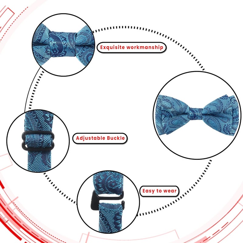 Riyasat- Men's Paisley Design Bow Tie and Pocket Square with Cufflinks Set - Image 4