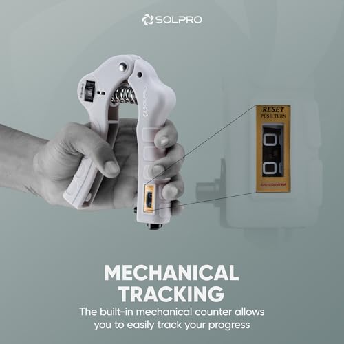 SOLPRO Grippax Adjustable Hand Grip Strengthener with Mechanical Counter for Men & Women | ‎Plastic, Stainless Steel | Adjustable 5 to 60 kg Resistance | Forearm, Wrist & Finger Strengthener | Home, Gym & Rehab Workouts - Image 3