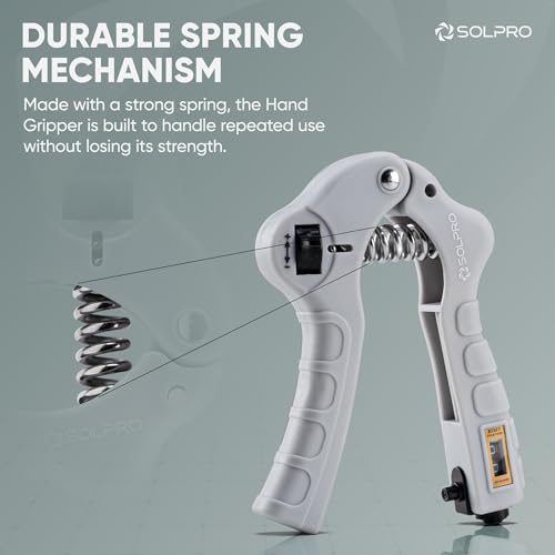 SOLPRO Grippax Adjustable Hand Grip Strengthener with Mechanical Counter for Men & Women | ‎Plastic, Stainless Steel | Adjustable 5 to 60 kg Resistance | Forearm, Wrist & Finger Strengthener | Home, Gym & Rehab Workouts - Image 2