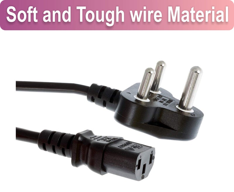 LT Lappy Top Pure Copper Wire Computer AC Power Cable Cord- 3 Pin 1.8 Meter Compatible for Desktop PC Monitor SMPS Printer Scanner LCD Game Players and Fits Most Computers - Image 2
