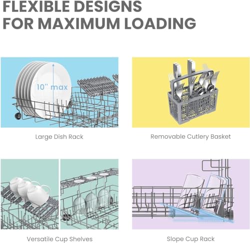 Comfee' COMFEE’ Countertop Dishwasher, Energy Star Portable Dishwasher, 6 Place Settings & 8 Washing Programs, Speed, Baby-Care, ECO& Glass, Dish Washer for Dorm, RV& Apartment, Black - Image 4