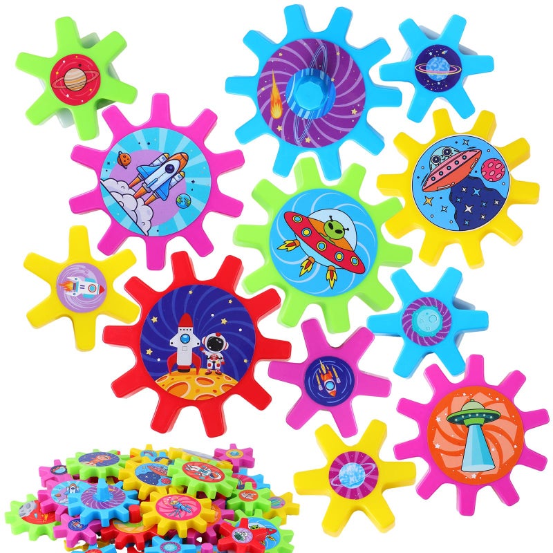 Relaxweex 36 Pcs Magnetic Gears Interchangeable Learn Magnetic Spinning Gears for Magnetism Refrigerator or Whiteboard Space - Image 3