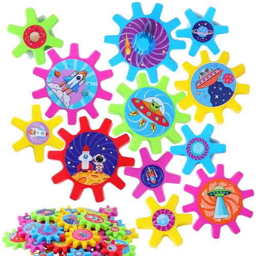 Relaxweex 36 Pcs Magnetic Gears Interchangeable Learn Magnetic Spinning Gears for Magnetism Refrigerator or Whiteboard Space - Image 1