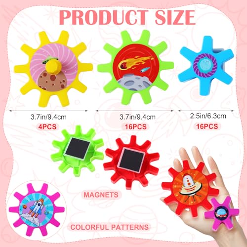 Relaxweex 36 Pcs Magnetic Gears Interchangeable Learn Magnetic Spinning Gears for Magnetism Refrigerator or Whiteboard Space - Image 5