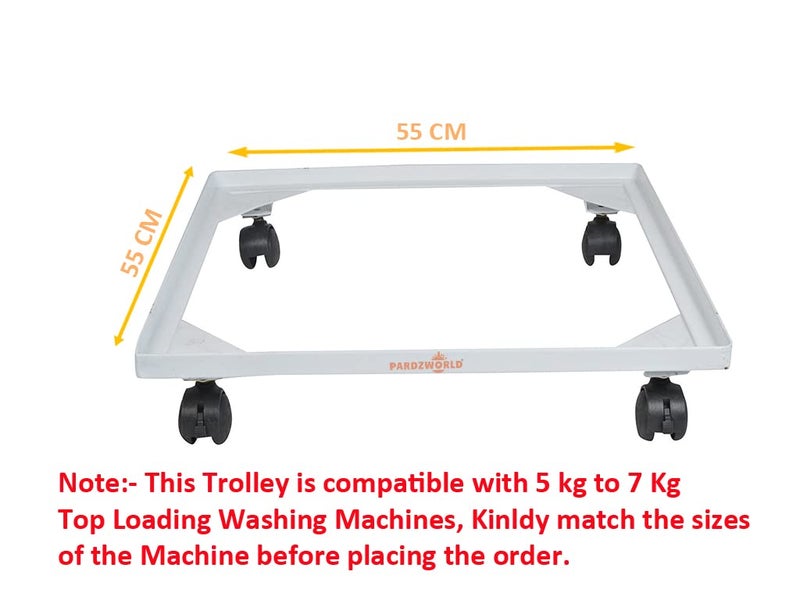 PARDZWORLD عربة باردز وورلد مناسبة لغسالات التحميل العلوي 55 سم × 55 سم مطلية بالبلاستيك مع أقفال للعجلات - Image 2