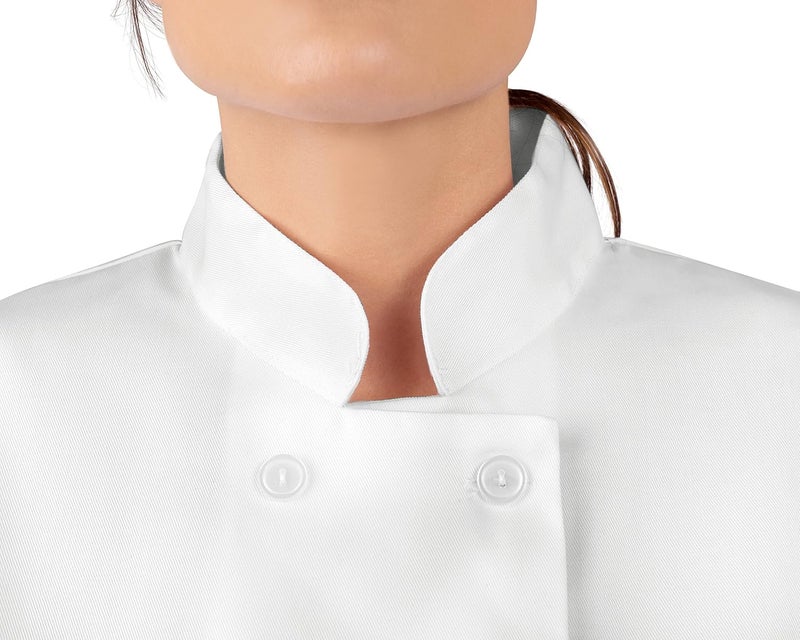 KNG 3/4 Sleeve White Chef Coat for Women - Ladies Fitted Chefs Jacket - Image 5