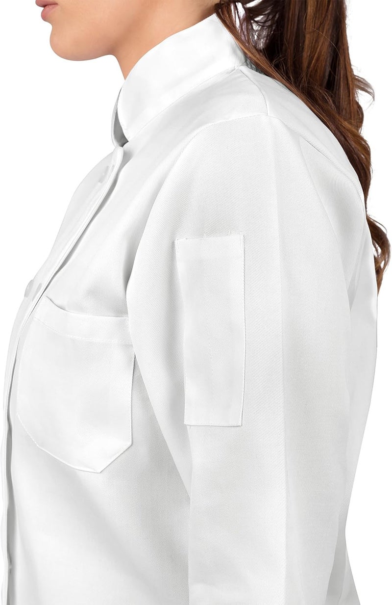 KNG 3/4 Sleeve White Chef Coat for Women - Ladies Fitted Chefs Jacket - Image 3