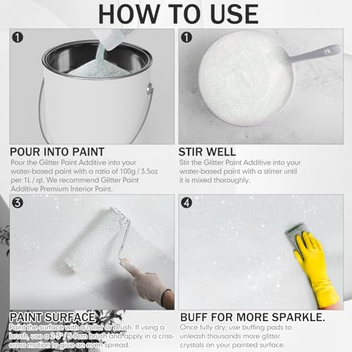 Gilprop 10.5oz / 300g Glitter Paint Additive Glitter for Painting Walls 3 Colors Set for Painting Walls for Luminous Paint Finish on Interior or Exterior Wall, Ceilings, Wood, Varnish and Furniture - Image 3