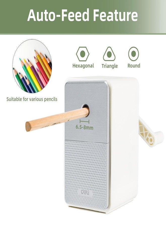 ديلي مبراة أقلام رصاص يدوية من ديلي، مبراة أقلام رصاص أوتوماتيكية تعمل باليد مع رأس قابل للتعديل للأقلام الرصاص وأقلام التلوين، مبراة أقلام رصاص للأطفال والطلاب والفصول الدراسية والمنزل والمكتب، أبيض - Image 2