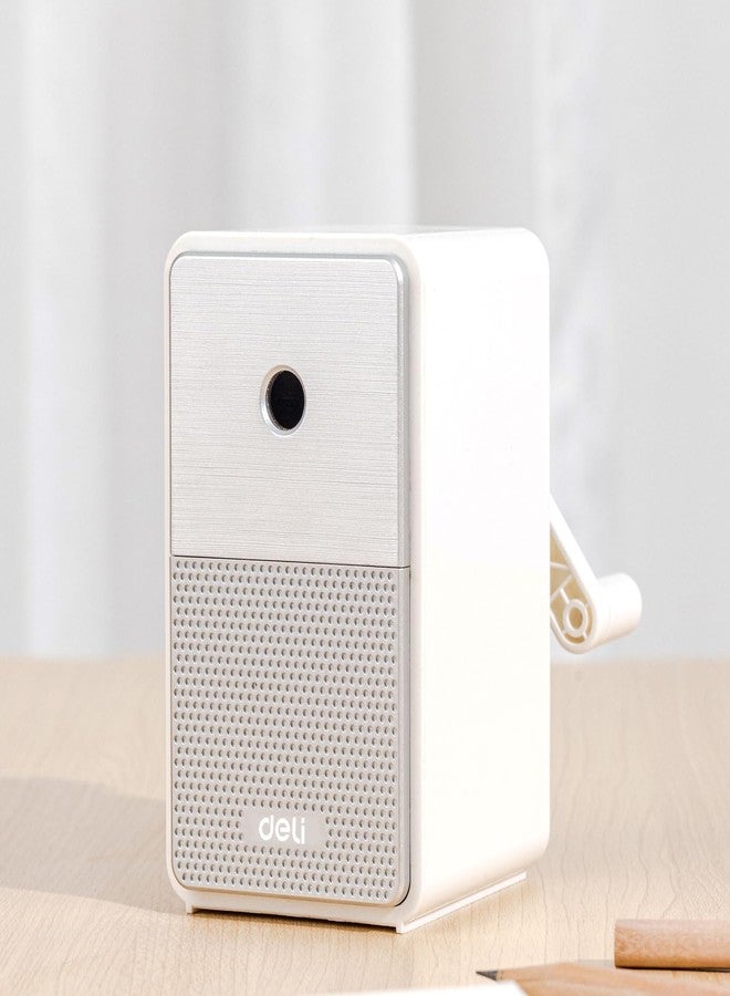 ديلي مبراة أقلام رصاص يدوية من ديلي، مبراة أقلام رصاص أوتوماتيكية تعمل باليد مع رأس قابل للتعديل للأقلام الرصاص وأقلام التلوين، مبراة أقلام رصاص للأطفال والطلاب والفصول الدراسية والمنزل والمكتب، أبيض - Image 1