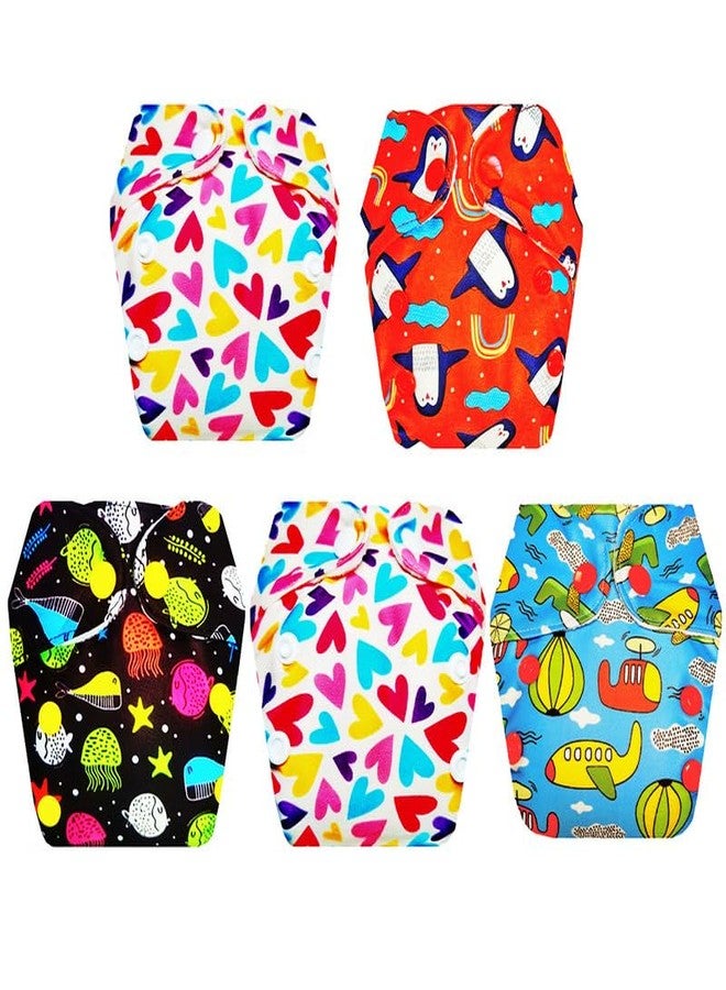 حفاضات قماشية فاخرة من دمبلدو للأطفال حديثي الولادة مع ماصة مدمجة (عبوة من 5) | مضادة للحساسية | مانعة للتسرب | سريعة الجفاف | مصممة من قبل الأمهات | من 0 إلى 4 أشهر | للجنسين - Image 1