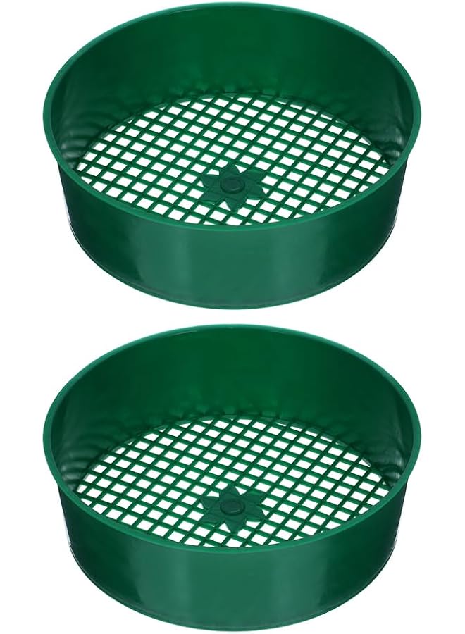 promass Soil Sifter for Gardening : 2Pcs Plastic Garden Soil Sieve Dirt Sifter Round Soil Sifting Pan Dirt Strainer for Gravel Soil Sand - Image 1