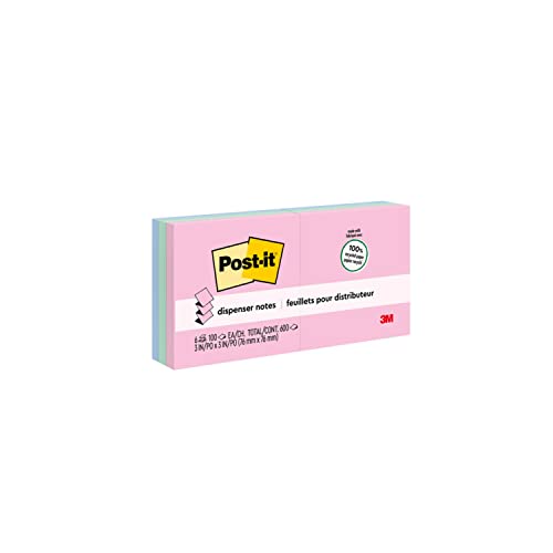 Post It Post-it Greener Pop-up Notes, 3x3 in, 6 Pads, America's #1 Favorite Sticky Notes, Helsinki Collection, Pastel Colors (Pink, Blue, Mint, Yellow), Clean Removal, 100% Recycled Material (R330RP-6AP) - Image 1