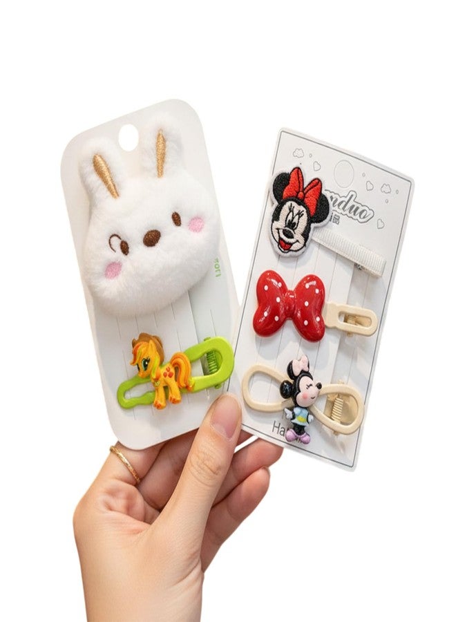 SYGA 5Pcs Cute Cartoon Hair Clips for Baby Girls | Soft Fabric Animal Hair Clips Set | Safe & Comfortable Hair Accessories for Toddlers & Kids(White) - Image 1