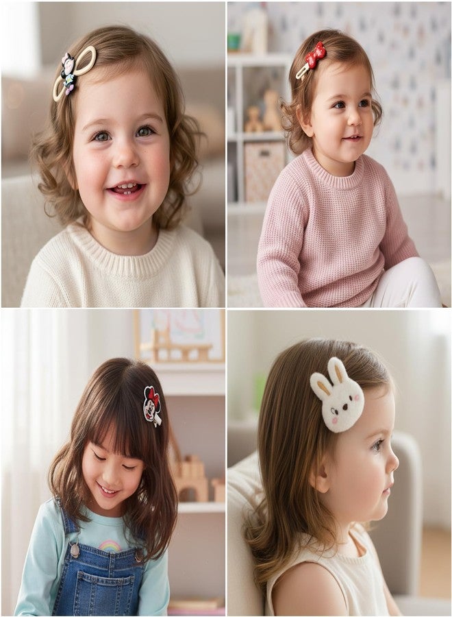 SYGA 5Pcs Cute Cartoon Hair Clips for Baby Girls | Soft Fabric Animal Hair Clips Set | Safe & Comfortable Hair Accessories for Toddlers & Kids(White) - Image 3