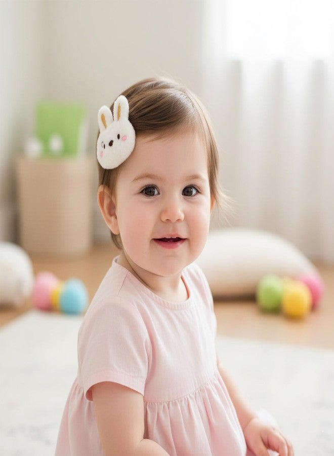 SYGA 5Pcs Cute Cartoon Hair Clips for Baby Girls | Soft Fabric Animal Hair Clips Set | Safe & Comfortable Hair Accessories for Toddlers & Kids(White) - Image 2