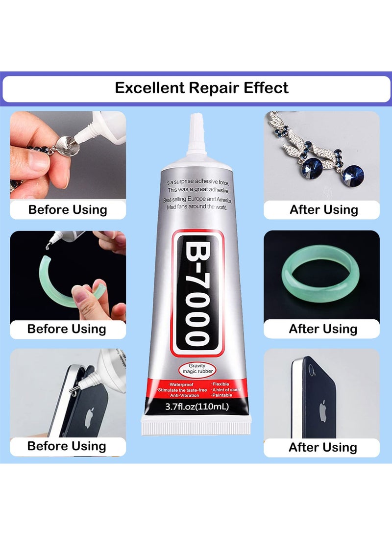 SUXUN Multi-functional Clear Adhesive, B7000 Craft Rhinestone Glue Set, 2 Bottles (110 Ml/3.7 Fl Oz), Suitable for DIY Crafts, Makeup, Shoemaking, Jewelry Making, Nail Art, Etc. - Image 5