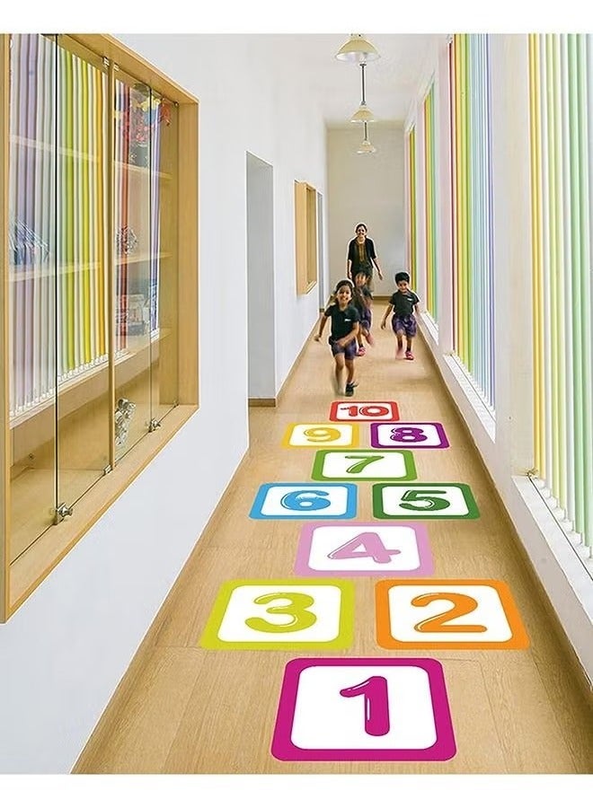 10 Number Footprint Floor Sticker Puzzle Games Number Hopscotch Sticker Floor Decals Lattice Floor Sticker For Kids  - Image 5