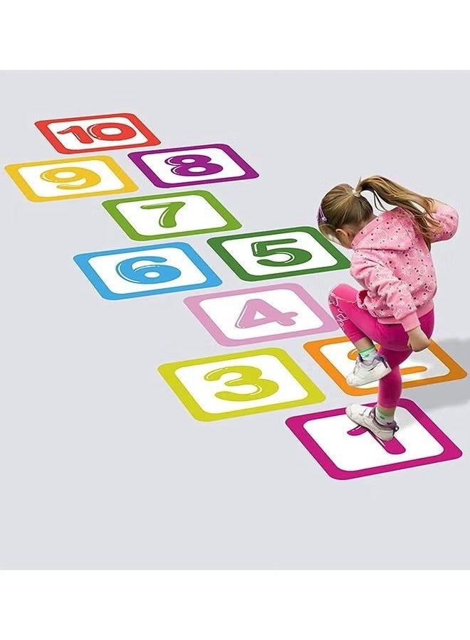 10 Number Footprint Floor Sticker Puzzle Games Number Hopscotch Sticker Floor Decals Lattice Floor Sticker For Kids  - Image 1